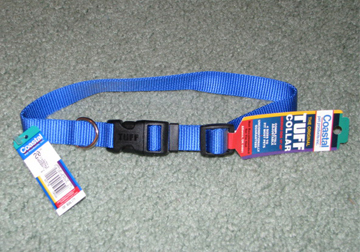 Blue tuff nylon adjustable dog collar.